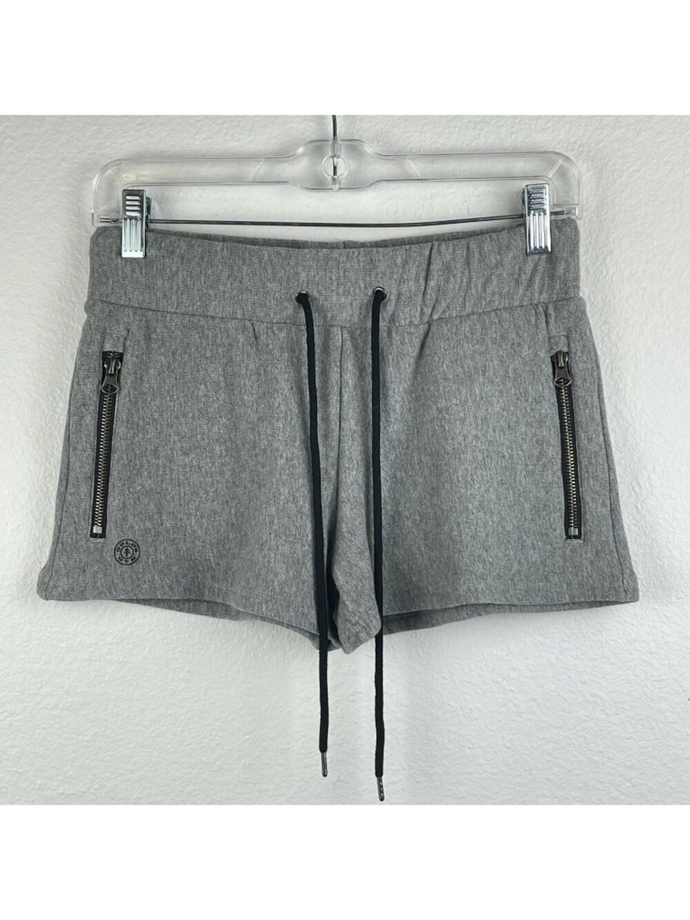 GOLD'S GYM Shorts Women's Sz M Drawstring Elastic Waist Zip Pocket Athletic Gray